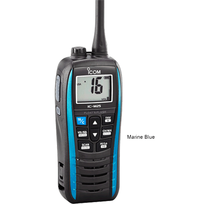 Icom VHF-HH, Float+Flash, USB, 5 Watt, Blue