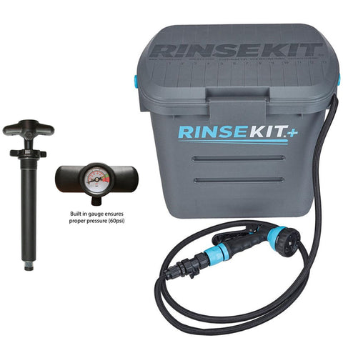  RinseKit Plus, Ducha portátil con bomba de mano, 1.8 galones  de agua caliente o fría