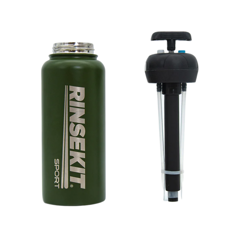 RinseKit Sport Misting & Spray Water Bottle 32oz - Green