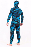 Rob Allen Bluewater Spearfishing Fishing Gear Blue Wetsuit Camo Ocean Hunting Diving Hartlyn Custom Bluewater Camo Rob Allen 2mm 3mm 2 Piece Waistband Pants Wetsuit Rob Allen Nylon 2mm Closed Cell Nylon Lining 3mm Open Cell Neoprene wetsuit Powertex Knee elbow pads hooded 2 Piece wetsuit