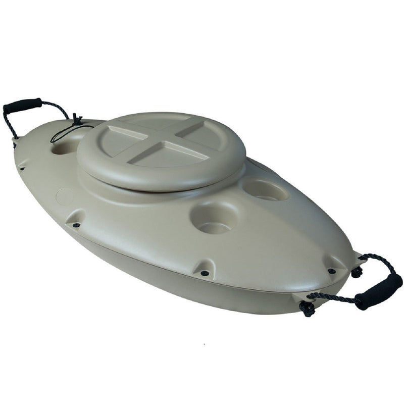 CreekKooler 30 Qt Floating Insulated Beverage Cooler Pull Behind Kayak, Tan  